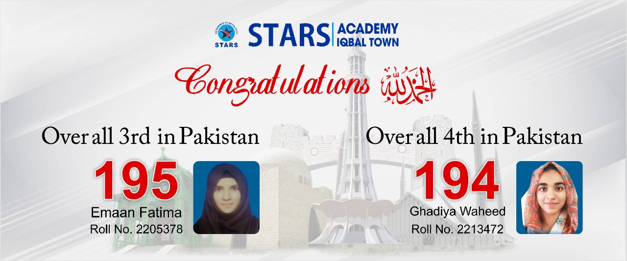 Stars Academy Lahore MDCAT Result Toppers